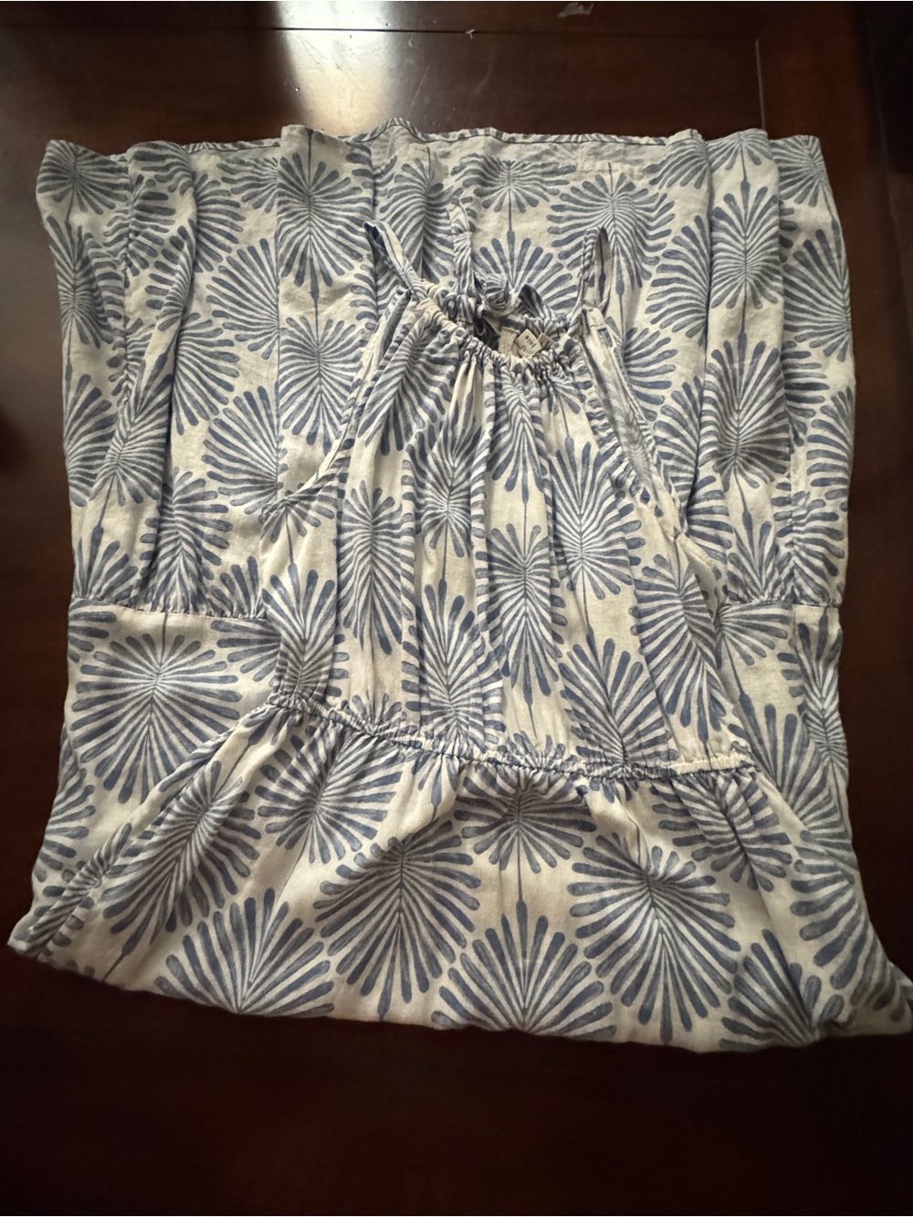 Joie Blue White Linen Blend Halter Midi Dress Tiered Large Resort Beach - Picture 7 of 7